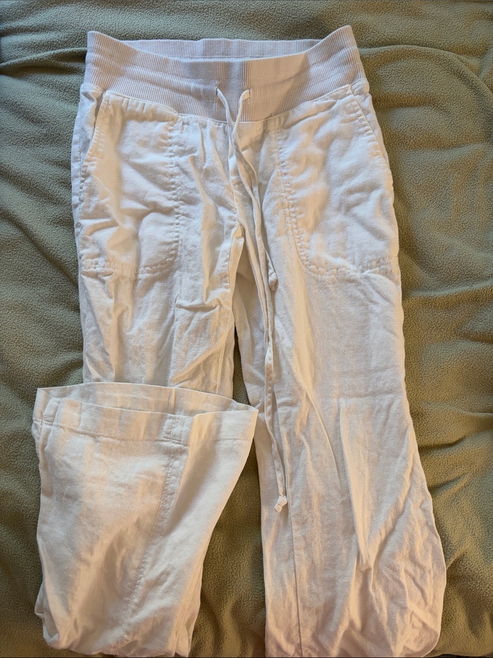 Urban Outfitters White Ribbed Waistband Pants
